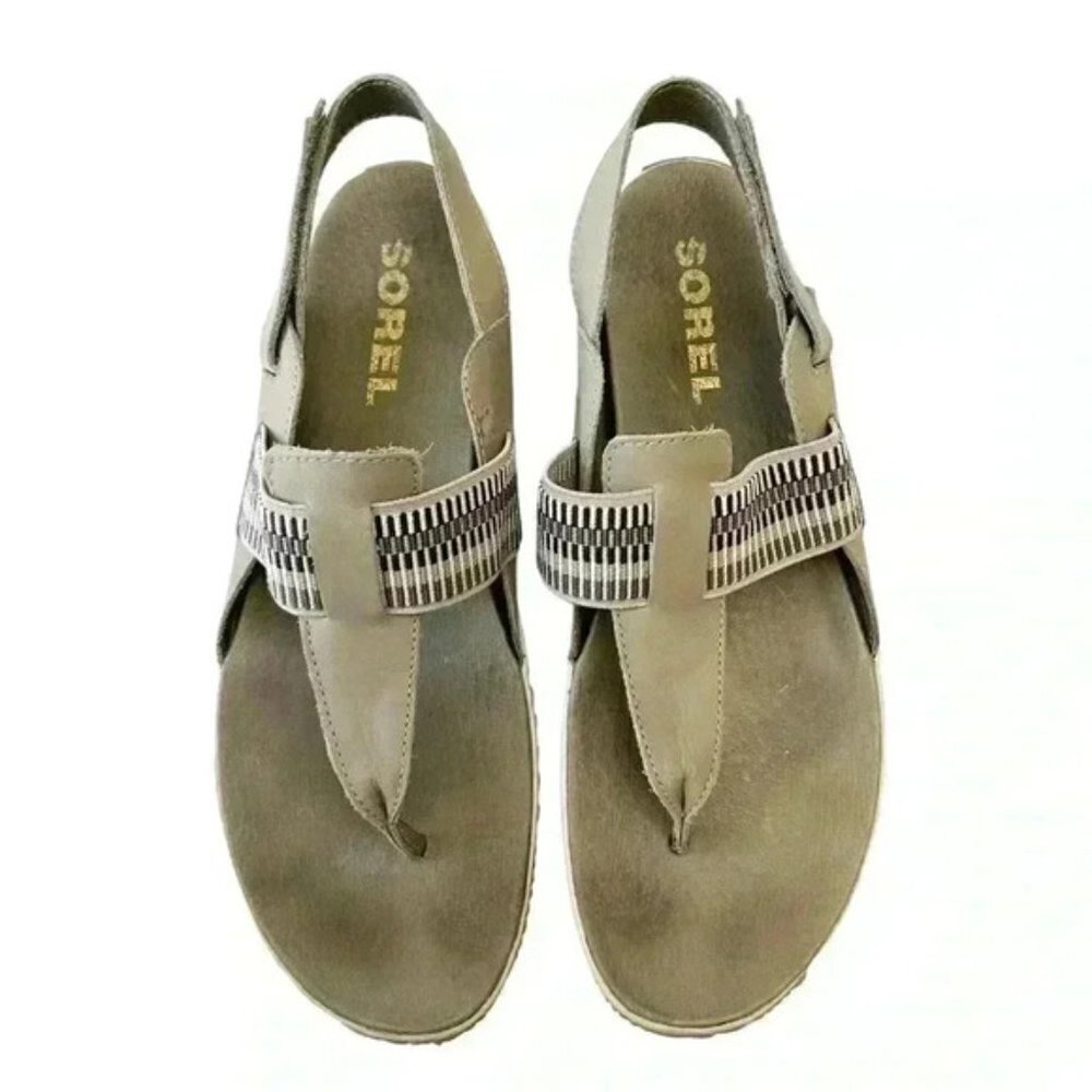 SOREL Out N About Plus Leather Walking Sandal Comfort Sporty Green Size 12 - Picture 5 of 16